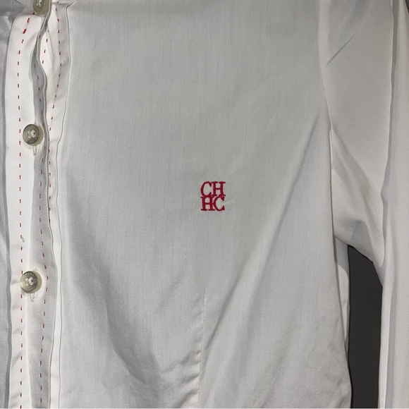 Carolina Herrera Cotton Basic White Classic Button Up Long Sleeve Shirt - Picture 3 of 14